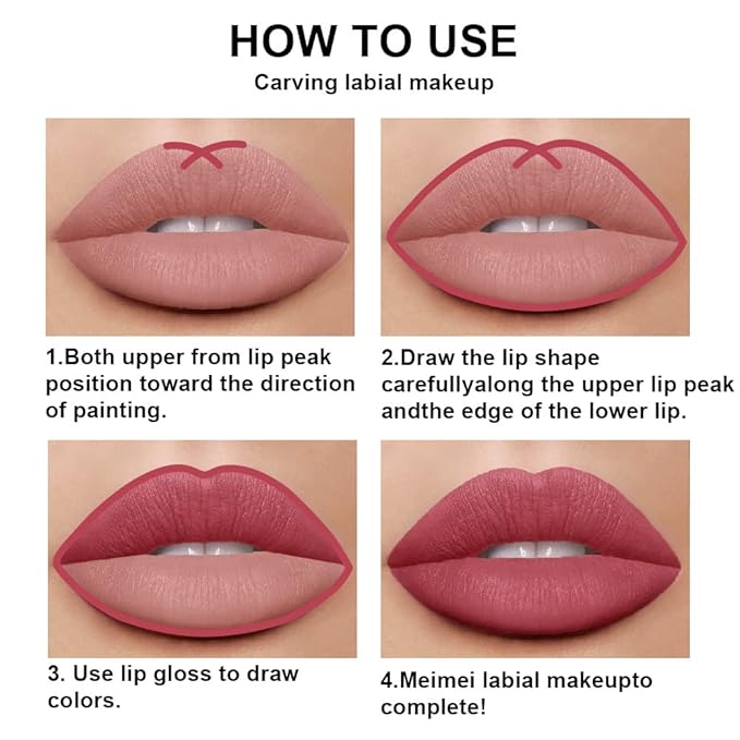 evpct 2Pcs Chestnut Mauve Rose Red Matte Lip Liner and Pencil Colorstay Lipstick Set Long Lasting Lipstick Set 24H and with Lip Liner labiales mate 24 horas originales matte larga duracion 24 28#