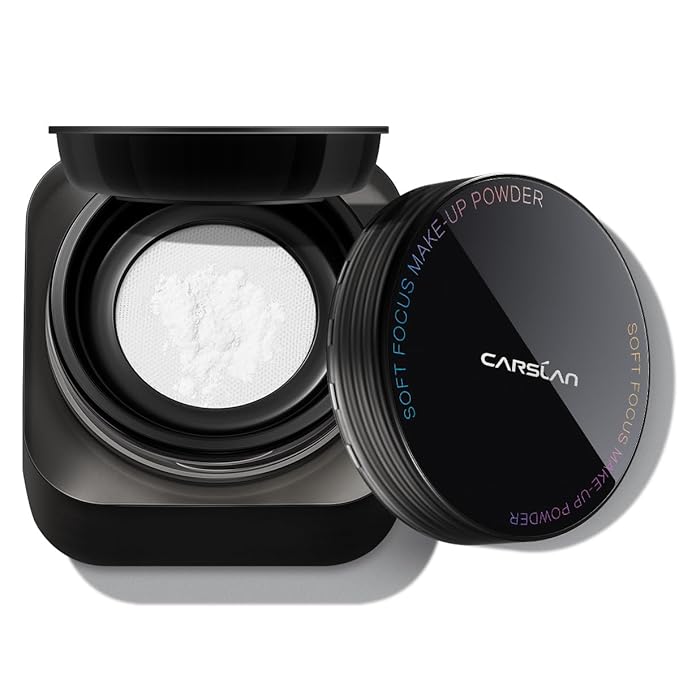 CARSLAN Soft Focus Loose Setting Powder, Waterproof, Matte, Oil Control, Shine Free, Talc-Free Face Powder Makeup, 24H Longwear Finishing Powder, 01 Translucent For Dry （0.63Oz）