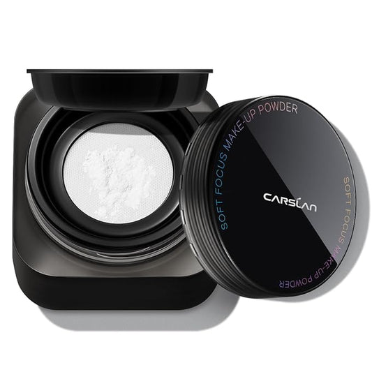 CARSLAN Soft Focus Loose Setting Powder, Waterproof, Matte, Oil Control, Shine Free, Talc-Free Face Powder Makeup, 24H Longwear Finishing Powder, 01 Translucent For Dry （0.63Oz）