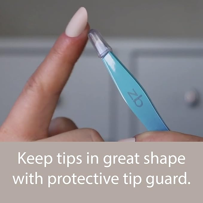 Zizzili Basics Tweezers - Limited Edition Aqua Ombré Slant Tweezer - Best Tweezers for Eyebrow, Hair Removal and Your Precision Needs