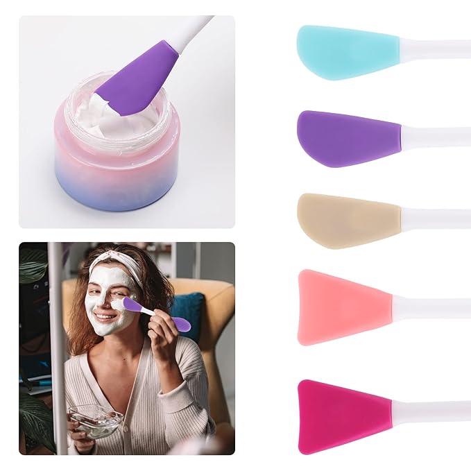 20 Pcs Silicone Face Mask Applicator, 2 in 1 Double-Sided Facial Scrubber Brush Tool, Double-Head Manual Cleansing Brush for Deep Gentle Exfoliating (Pack of 2)