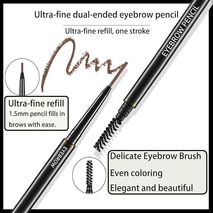 FÓLKI COSMETIC-Eyebrow Retractable Definer Pencil, Micro Brow Pencil, Precise Eyebrow Pencil,Long Lasting Eye Brow Pencil for Soft Textured Natural Daily Look Eyebrow Makeup (04#Gray)