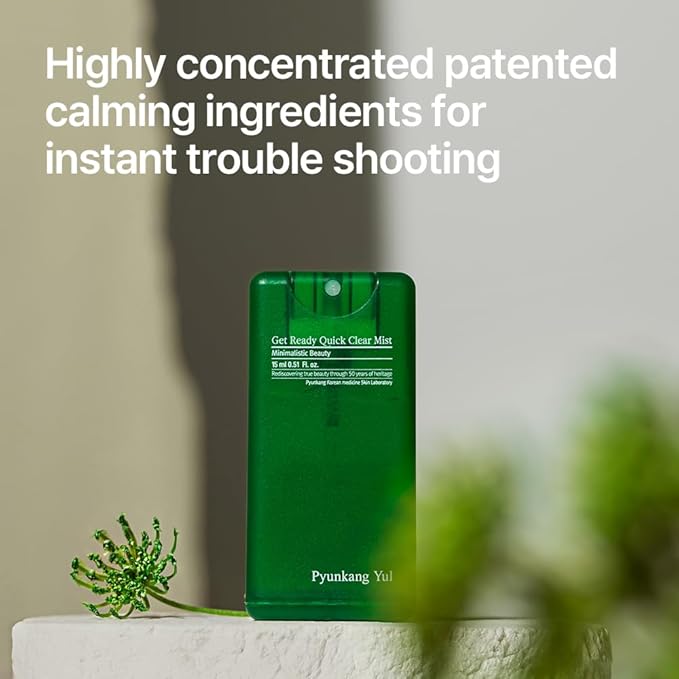 Pyunkang Yul PKY Ultimate Get Ready Quick Clear Mist for Sensitive Skin, Intensely Calms & Soothes Redness with Cica & Tea Tree, Compact size, Korean Skincare (0.51 Fl. oz, 15ml)