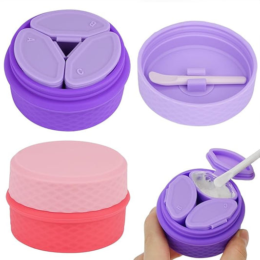 2 Pack Silicone Makeup Containers, Leak-Proof Travel Cosmetic Jars for Creams with Lid, Travel Essentials Accessories for Toiletries (Pink, Purple)