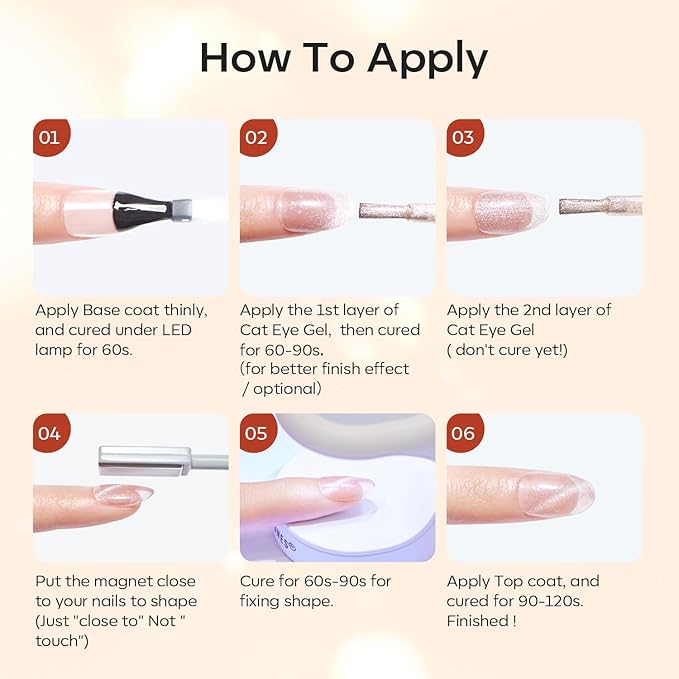 modelones Cat Eye Fall Gel Nail Polish Set 6 Colors Yellow Gold Orange Brown Nude Glitter 9D Cat Eye Gel Polish Maple Gel Polish with Magnet Soak Off Led Nail Art DIY Salon Gifts For Women