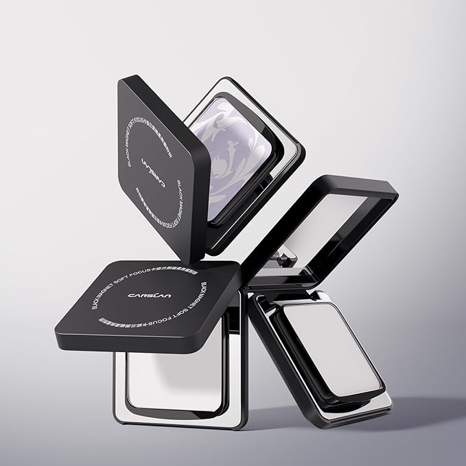 CARSLAN 2.0 Black Magnet Soft Focus Powder, Waterproof Translucent Pressed Setting Powder, 24H Longlasting Talc-Free Face Powder, Oil Control Compact Makeup,02 Translucent For Oily Skin, 0.28Oz