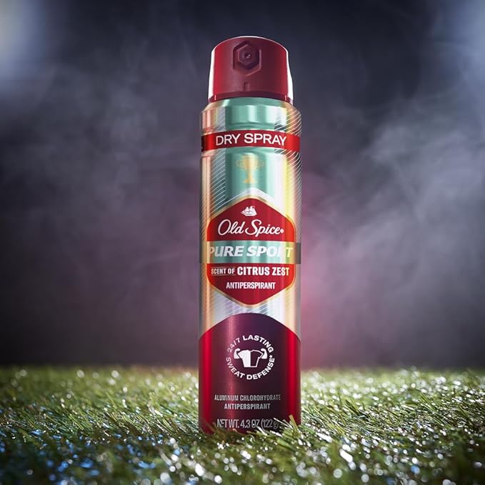 Old Spice Men's Antiperspirant & Deodorant Invisible Dry Spray Pure Sport Plus 24/7 Odor Protection, 4.3oz (Pack of 3)