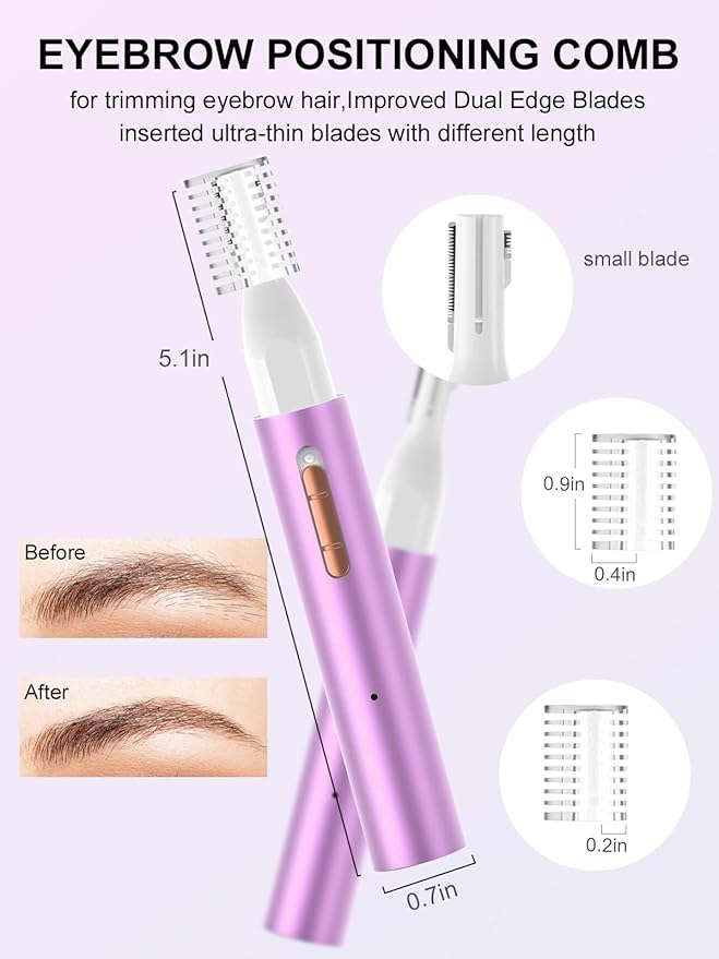 Nose Hair Trimmer for Women Men,2025 Rechargeable 2 in 1 Eyebrow & Facial Trimmer, Professional Painless Ear Hair Trimmer with Powerful Motor and Dual-Edge Blades Easy Cleansing (Purple)