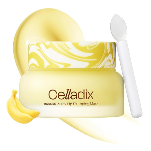 Celladix Overnight Lip Plumping Mask with Banana PDRN – Pudding-Like Melting Balm Texture, Vanilla Scent – Hydrating & Mild Plumping Treatment for Kissable Lips with Honey & Collagen, 0.5 Fl oz