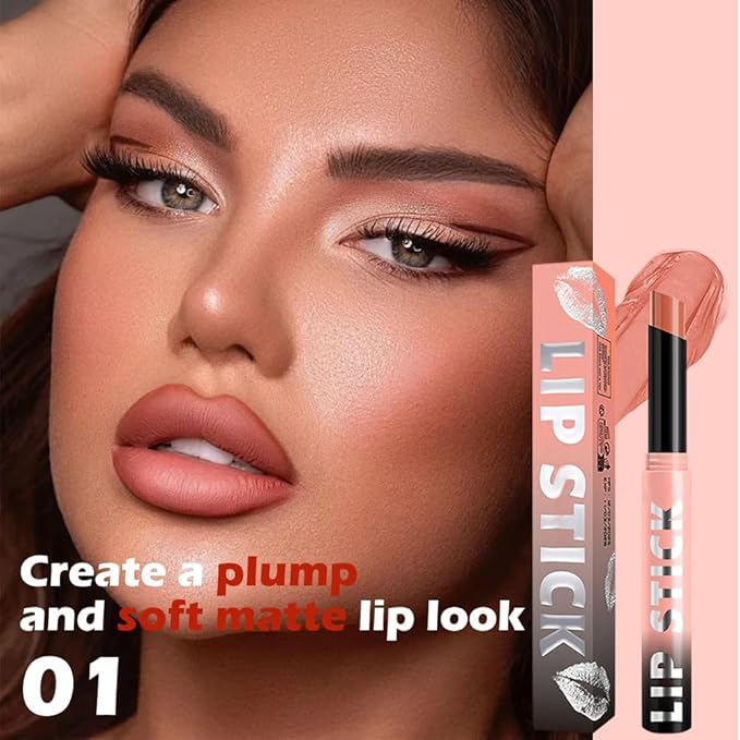 Warm Pink Matte Lipstick for Women, Long Lasting Waterproof Transfer-Proof Vegan, 24 Hours Moisturizing Glossy Shine Lip Gloss, Lipstick Palette Beauty Products Makeup All-Day Formula A01#