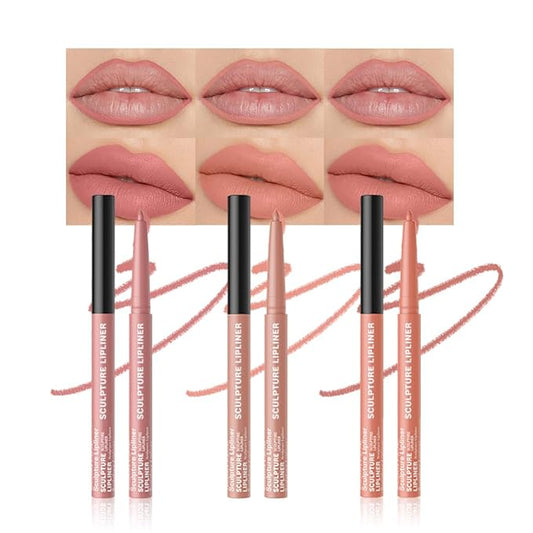 Matte Lip Liner Pencil Set 3 Pack, Long-Lasting Waterproof Lip Liners, Smudge-Proof and High Pigment Lip Liner Kit, Smooth Application for Defining & Shaping Lips, Non-Fading Matte Finish-4#