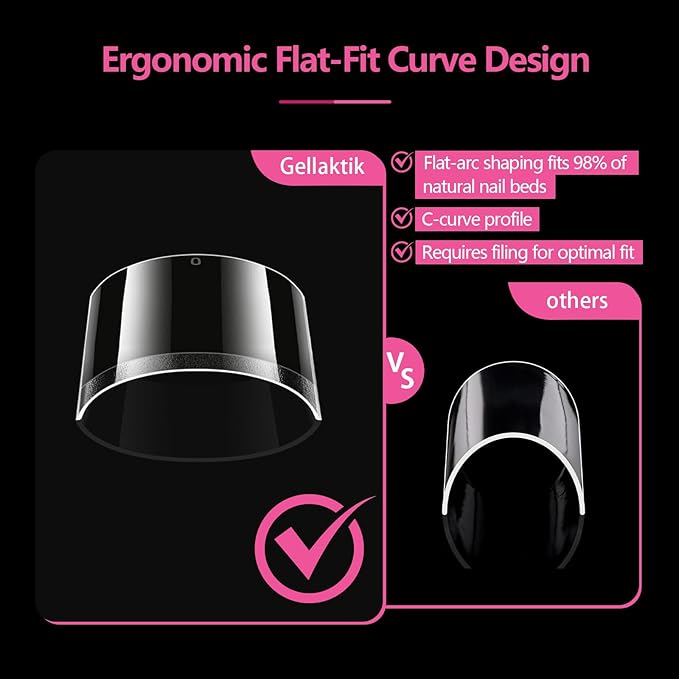 Medium Coffin Nail Tips 504PCS, Clear Acrylic Full Cover Gel Press on Nail Tips for DIY, 12 Sizes Pre-Shaped False Nails with Glossy Finish, Professional Manicure Kit & Easy Application