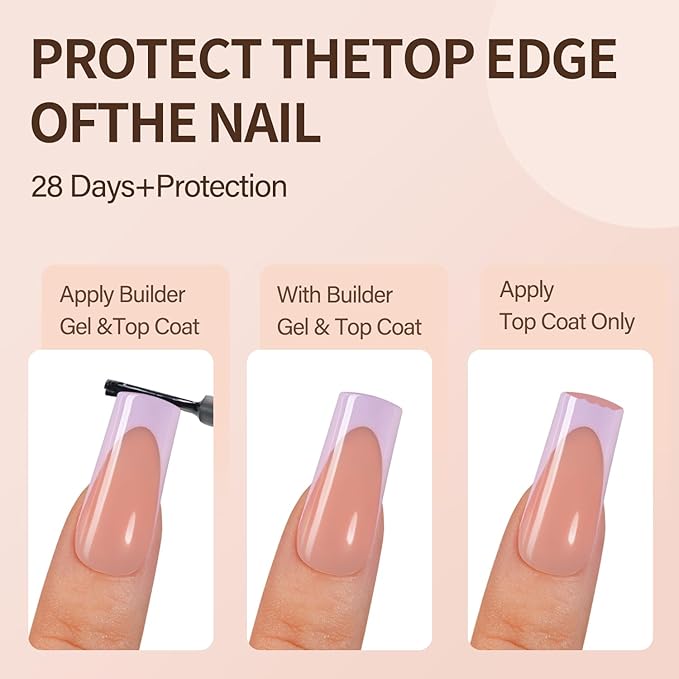 150Pcs French Gel Nail Tips, Vansiho Long Square Nail Tips, Purple Pre-French Tips Press on Nails, Soak Off Soft Gel Acrylic Fake Nails for Nail Art DIY 15 Sizes