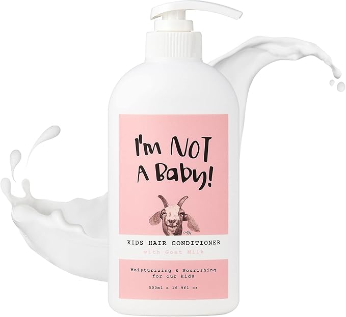 I'm NOT A Baby! Kids Hair Conditioner, Dermatologist Tested, Allergen-Free, Zero Silicon, Goat Milk & Shea Butter, PETA Cruelty-Free, Gentle, 16.9 Fl Oz