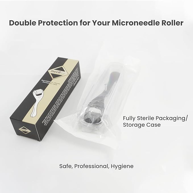 Derma Roller Titanium, Microneedling Roller with 540 Needles, Beard Roller, Micro Needle Roller for Men and Women Home Use - Jet Black