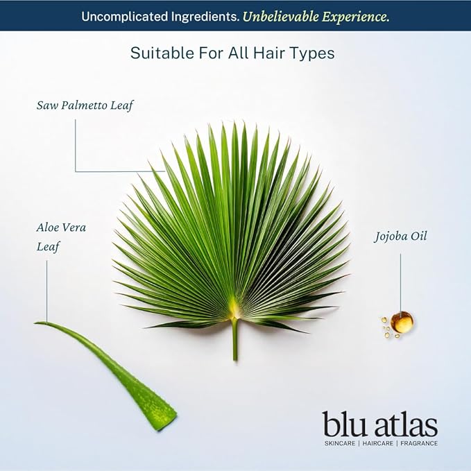 Blu Atlas Men's Natural Shampoo – Organic, Sulfate-Free, Paraben-Free – Deep Cleansing & Hydrating – Santal Cedar Scent – Made in America – 8 oz