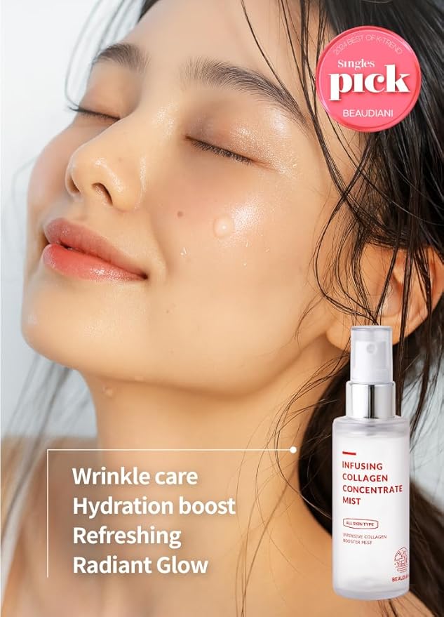 BEAUDIANI Collagen Facial Mist – Hydrating & Firming Spray for Face, Anti-Wrinkle Korean Skincare, Daily Moisturizer & Skin Tightening Mist with Nourishing Collagen (1.69 fl oz)