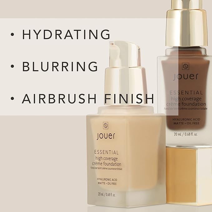 Jouer Essential High Coverage Crème Foundation | Men & Women | Available in 50 Shades for All Skin Tones | Healthy Ingredients | Paraben, Gluten & Cruelty Free | Vegan Friendly
