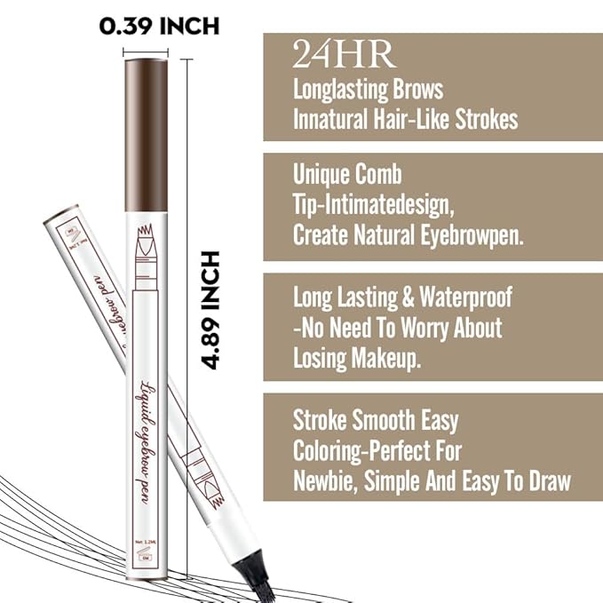 Eyebrow Ink Pencil by Brow Stylist -Micro 4 Point Brow Pen Lift & Snatch Eyebrow Pen Kits with 3 Eyebrow Stencil Long-Lasting Waterproof Natural Eyebrow Hair (1Pc 04# black)