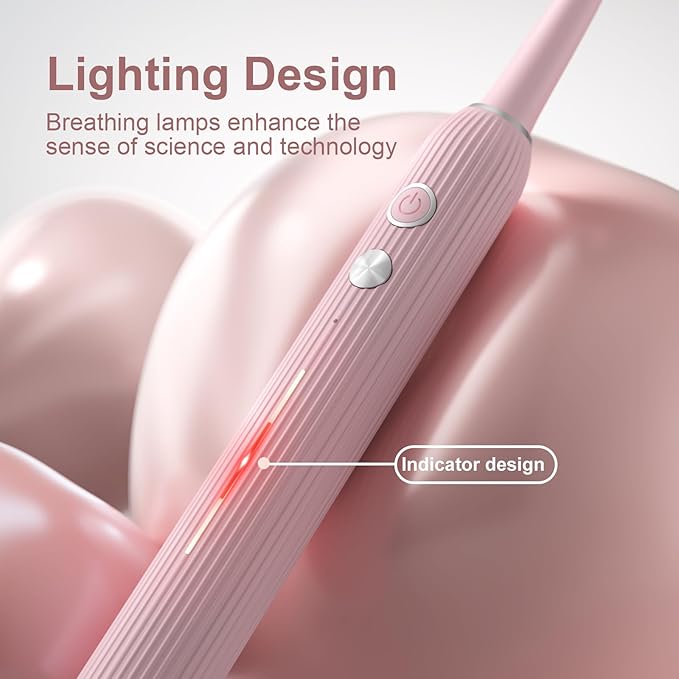 Electric Toothbrush Set for Women with UV Light Drying Holder, 8 Brush Heads, Smart Timer, USB Rechargeable – Soft Pink Edition