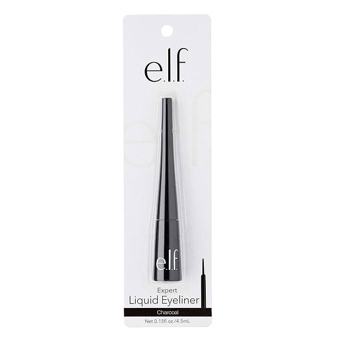 e.l.f. Liquid Eyeliner, High-pigment Liquid Eyeliner With Extra-Fine Brush Tip, Easy Glide Smudge-proof Formula, Charcoal