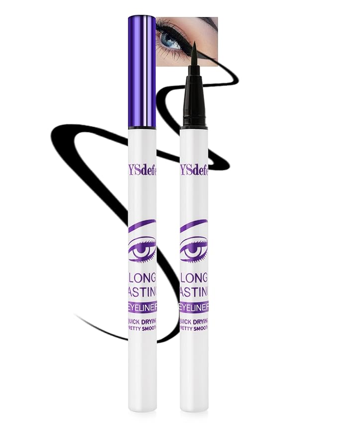 Liquid Eyeliner Pen, Black Waterproof Long Lasting Colored Eye Liner Pen with Precision Tip, Matte Colorful Smudgeproof High Pigmented Eyeliner Pencil, Christmas Eye Makeup Gift for Women Girl-01