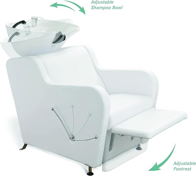 Stanley Shampoo Backwash Unit w/Shampoo Bowl, Sink & Faucet for Beauty Spa Barber Shop, Professional Hair Salon Equipment, Camel