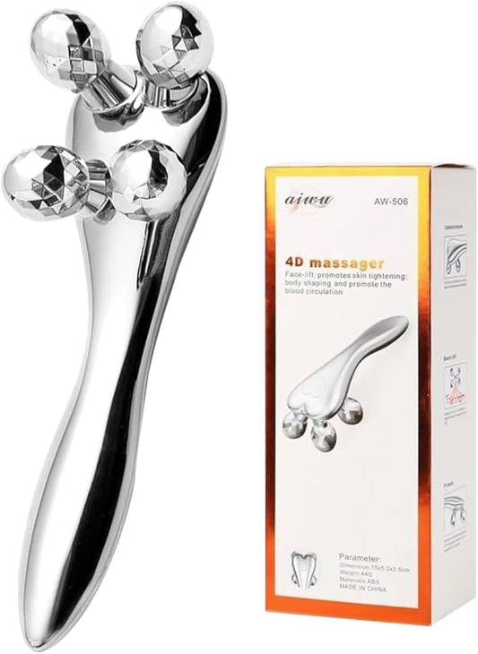 Manual Roller Massager for Face and Body, Lightweight Plastic Portable Massage Tool with 360° Rolling Design and Ergonomic Handle, Compact Self-Care Accessory for Home or Travel