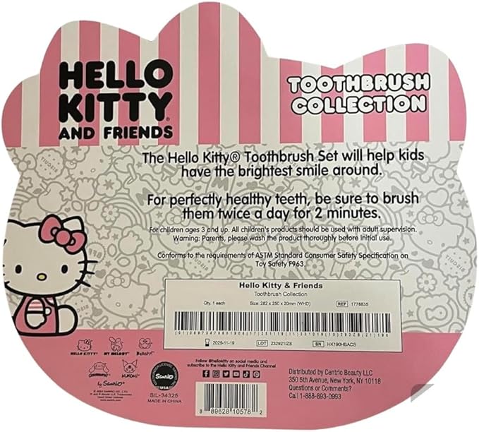 SANRIO Hello Kitty and Friends Toothbrush Collection Set of 5 Characters Include: - Hello Kitty - Cinnamoroll - Keroppi - Kuromi - My Melody