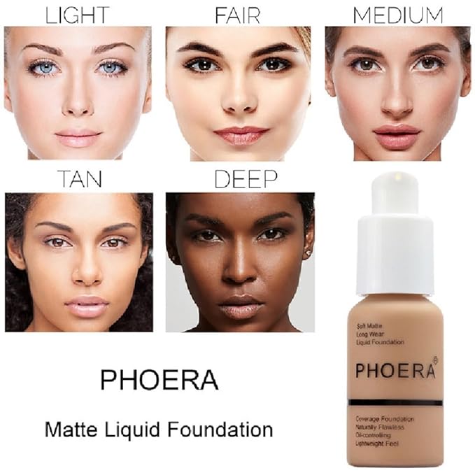 2 Pack PHOERA Foundation 101- Porcelain and102- Nude, Foundation Makeup