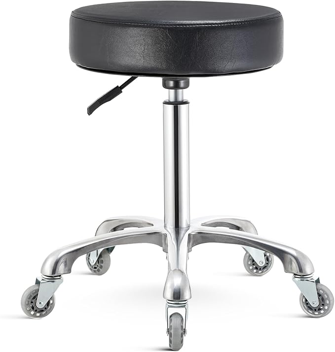 Rolling Stool with Wheels, Heavy Duty Hydraulic Massage Stool for Shop Guitar Lab Tattoo Workbench Medical, Adjustable Swivel Chair (Black)