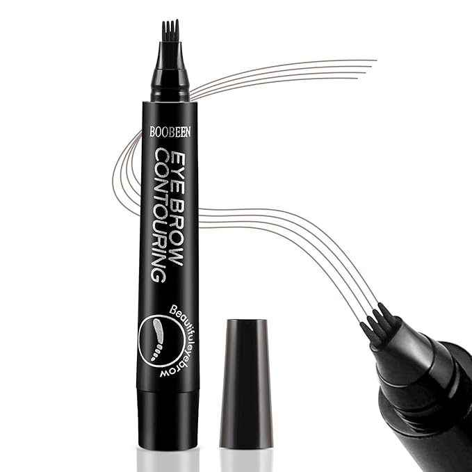 Boobeen Liquid Eyebrow Pen, Microblading Eye Brow Pencil with 4 Micro Tip, Waterproof Brow Pen Filler Creates Natural Brow Makeup, Long-lasting