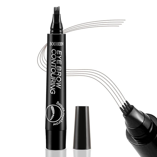 Boobeen Liquid Eyebrow Pen, Microblading Eye Brow Pencil with 4 Micro Tip, Waterproof Brow Pen Filler Creates Natural Brow Makeup, Long-lasting