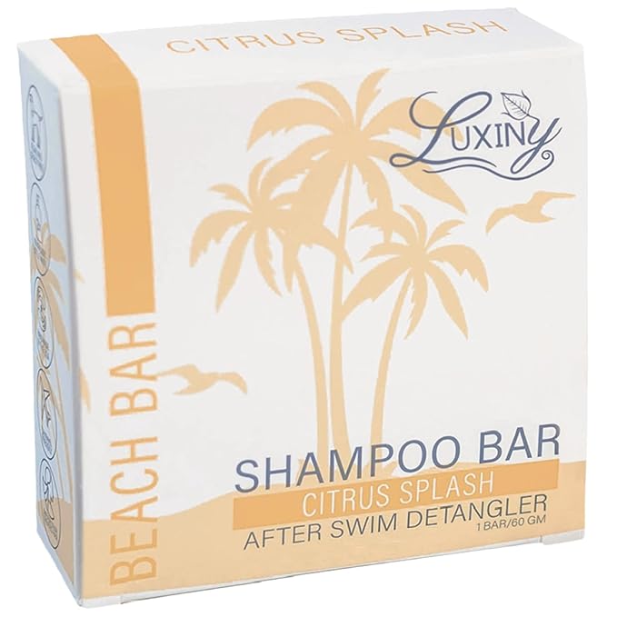 Citrus Splash Shampoo Bars for all Hair Types is Vegan, Sulfate Free and Made in the USA. This beach shampoo bar has a swim detangler and is great as a travel shampoo. Get up to 60 washes.