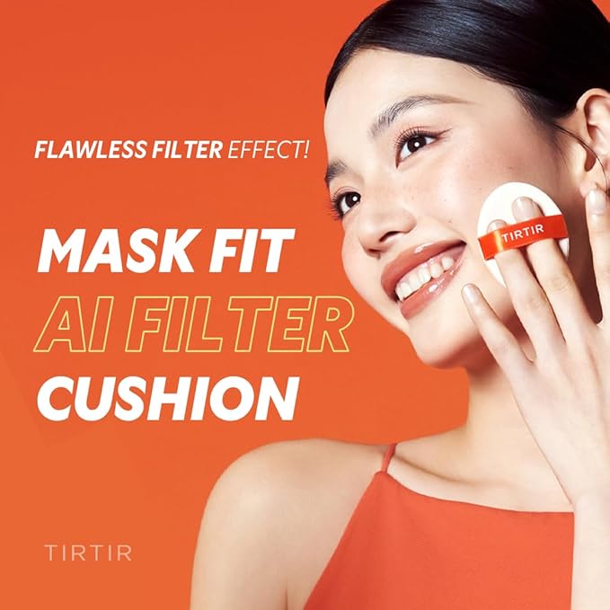 TIRTIR Mask Fit Ai Filter Cushion Foundation | AI-Like Semi-Matte Finish - Up to 72-Hour Medium to Full Coverage Korean BB Cushion Make up Beauty, #55N Espresso, 0.63 Fl Oz