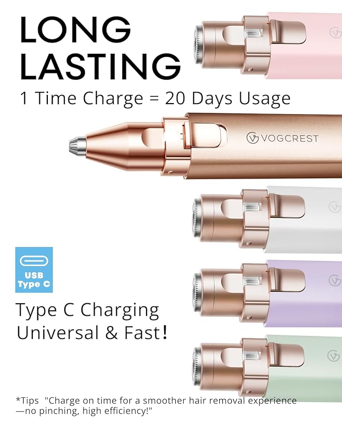 Rechargeable Facial Hair Removal for Women: 2-in-1 Electric Eyebrow and Facial Hair Removal Device - Suitable for eyebrows chin cheeks Features a built-in LED light