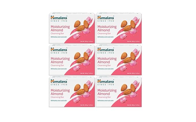 Himalaya Moisturizing Almond Cleansing bar, Body Soap for Soft and Healthy-Looking Skin 4.41 oz/125 g, 6 Pack