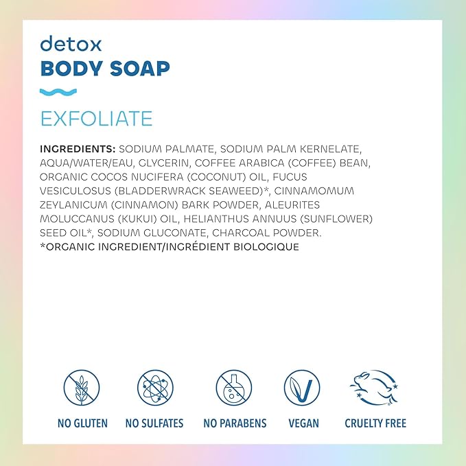 Seaweed Bath Co. Exfoliate Detox Body Soap, 3.75 Ounce, Sustainably Harvested Seaweed, Charcoal (Packaging May Vary)