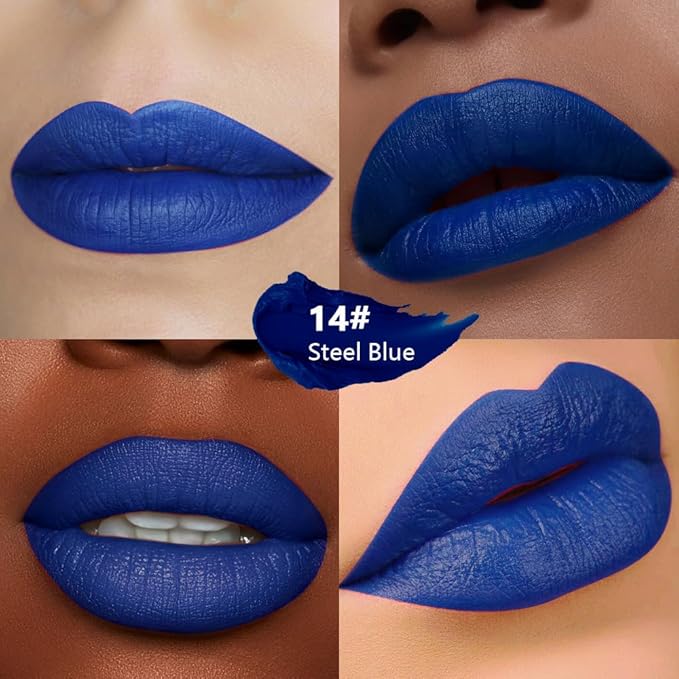 Dark Blue Shimmer Lipstick - Pigmented Lip Crayon & Face Paint Stick for Women Everyday Halloween Birthday Party Wear, Younger-Looking Glitter Lip Makeup, Labial para fiesta de disfraces 14