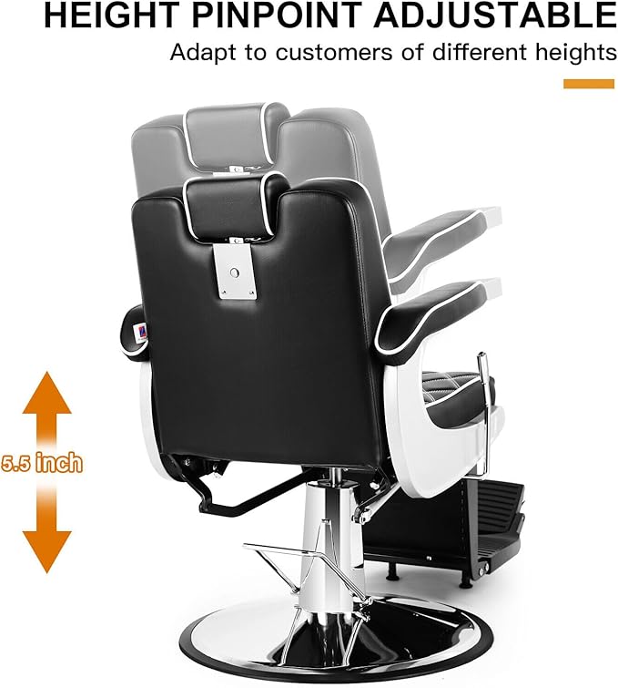 Artist hand All Purpose Barber Chair Wide Backrest Reclining Salon Chair for Hair Stylist Tattoo Chair Makeup Chair for Salon Equipment (Black)