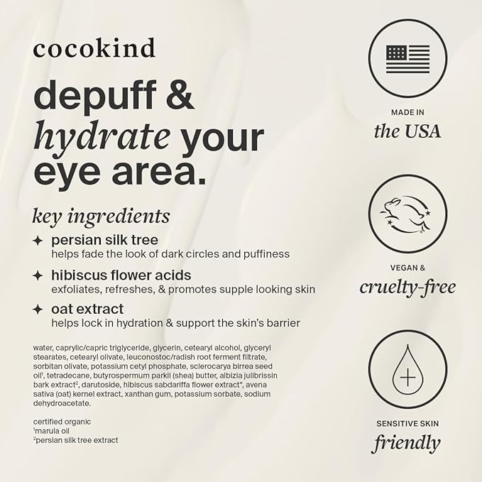 Revitalizing Eye Cream by Cocokind, Depuff & Reduce Fine Lines and Wrinkles, Cream for Firmer and Brighter Looking Eye Area, Hydrating with a Cool Metal Applicator Tip, 0.5 Fl Oz
