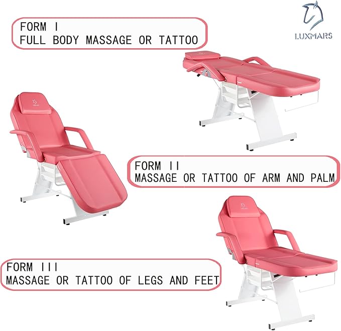 Facial Chair,73 inch Tattoo Chair for Client,3-Section Adjustable Massage Table with Hydraulic Stool, Multipurpose Beauty Beds Salon Equipment for Esthetician, Tattooshop, Spa