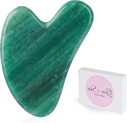 Gua Sha Facial Tools Green, Jade Gua Sha Stones Massage Scraping, Suitable for Face, Eyes, Neck and Body Massage