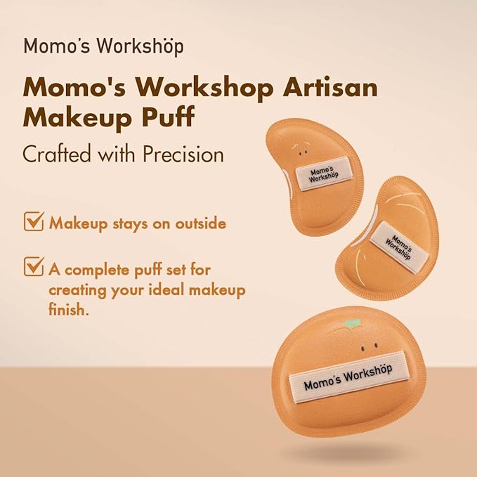 Momo's Workshop Orange Makeup Sponge Set (3pcs) – Large Soft Bounce & Small Firm Bounce PU Leather Puff, Halloween Makeup Sponge for Liquid & Cream Makeup & Storage Case