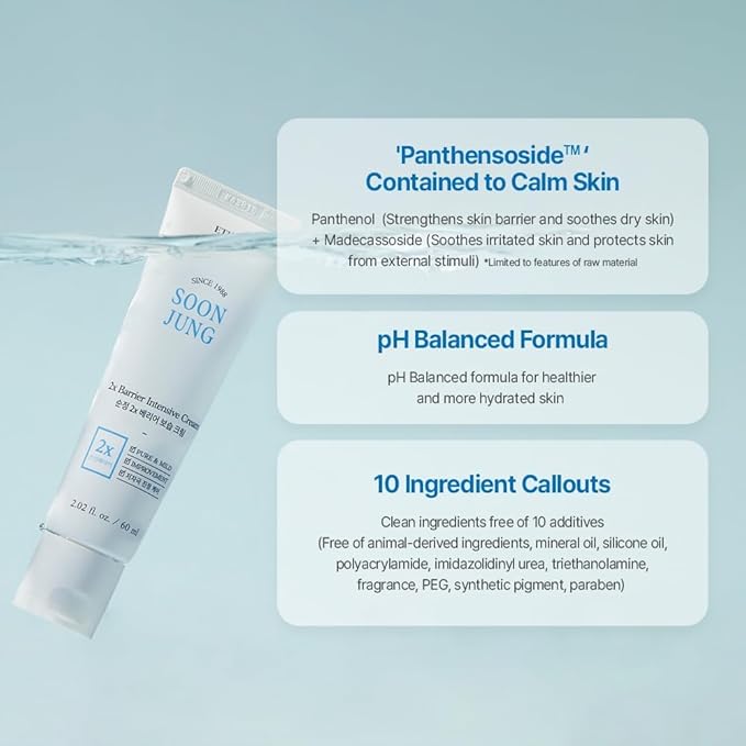 ETUDE SoonJung 2x Barrier Intensive Cream Duo Set (2.02 Fl.oz x 2ea) | Hypoallergenic Shea Butter Hydrating Facial Cream for Sensitive Skin, Panthenol for Damaged Skin | Korean Skin Care, Pefect Gift