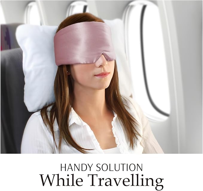 Zenssia 100% Mulberry Silk Sleep Mask Eye Mask for Man and Woman with Adjustable Headband, Full Size Large Sleep Mask & Blindfold for Total Blackout for All Night Sleep, Travel & Nap- Light Plum