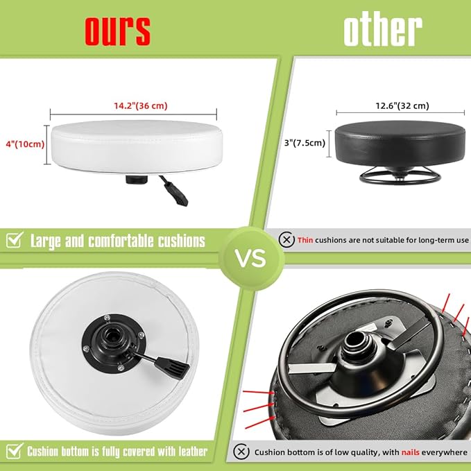 Rolling Stool with Wheels Adjustable Swivel Heavy Duty Hydraulic Stools Chair for Shop Guitar Lab Tattoo Workbench Medical (White)