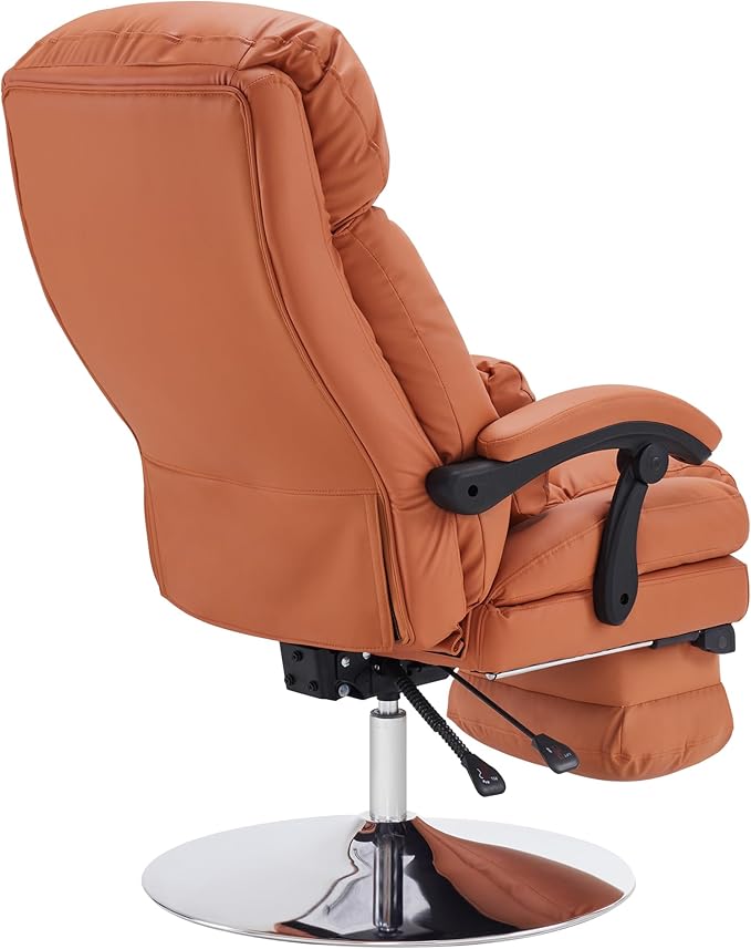 BarberPub Beauty Chair, 360° Rotating Lifting Facial Beauty Spa Chair, Adjustable Tattoo Salon Spa Esthetician Beauty Equipment 3571 (Faux Leather, Orange)