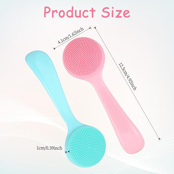 2Pcs Silicone Face Brush Manual Face Scrub Brush, Soft Facial Cleansing Brush Waterproof Exfoliating Face Brush Skin Friendly Face Cleaner Brush for Blackheads Makeup Residues Removal
