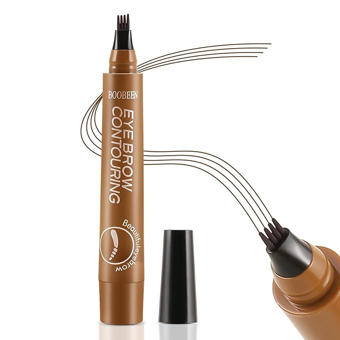 Boobeen Liquid Eyebrow Pen, Microblading Eye Brow Pencil with 4 Micro Tip, Waterproof Brow Pen Filler Creates Natural Brow Makeup, Long-lasting